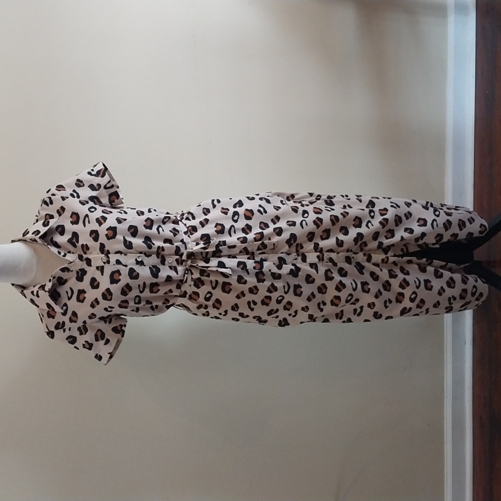 Kittenish Leopard Shirt Dress